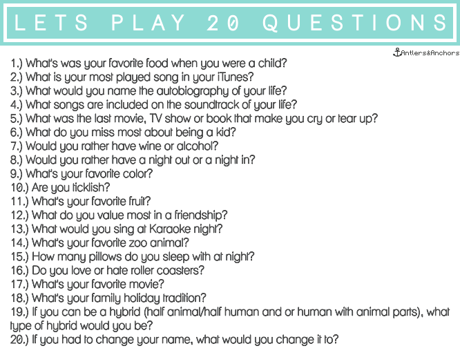 Antlers + Anchors: »Let's Play 20 Questions!«