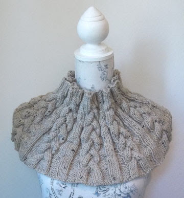Aran Tweed Cable Cowl Designer Hand Knitting Pattern