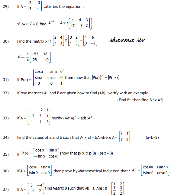 Matrices and determinate,important  question for matrix,square matrix,inverse matrix,