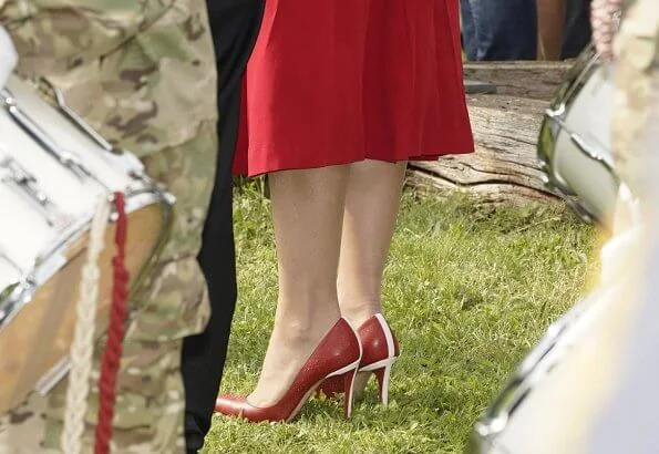 Crown Princess Mary wore Raquel Diniz Armonia silk-georgette dress. Danish flag