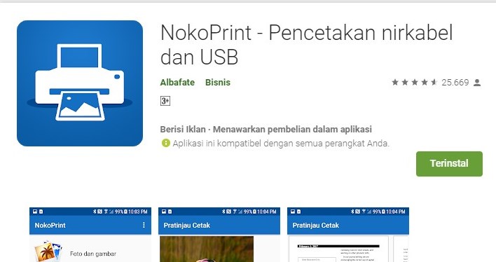 cara print dari tablet ke printer