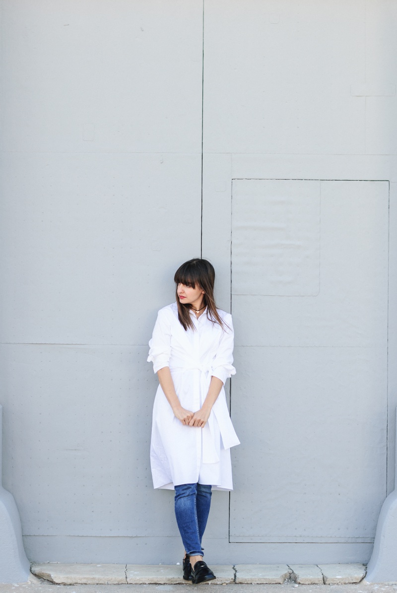 White Dress + Jeans Look