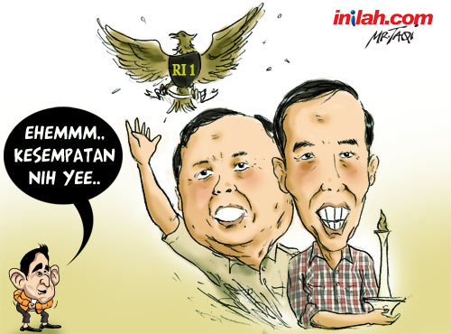 Jokowi Menang Prabowo Melambung Karikatur Gambar