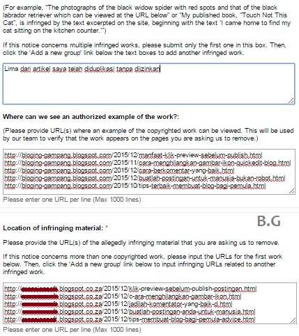 cara melaporkan blog copast ke google DMCA
