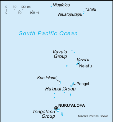Peta pembagian wilayah administratif Tonga