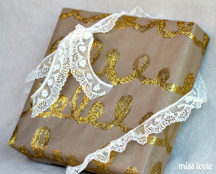 Miss Lovie: Glitter and Lace on Kraft Paper Gift Wrap