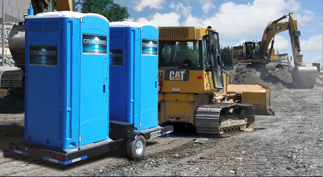 Two Blue Water Toilets on the DoubleHead Trailer