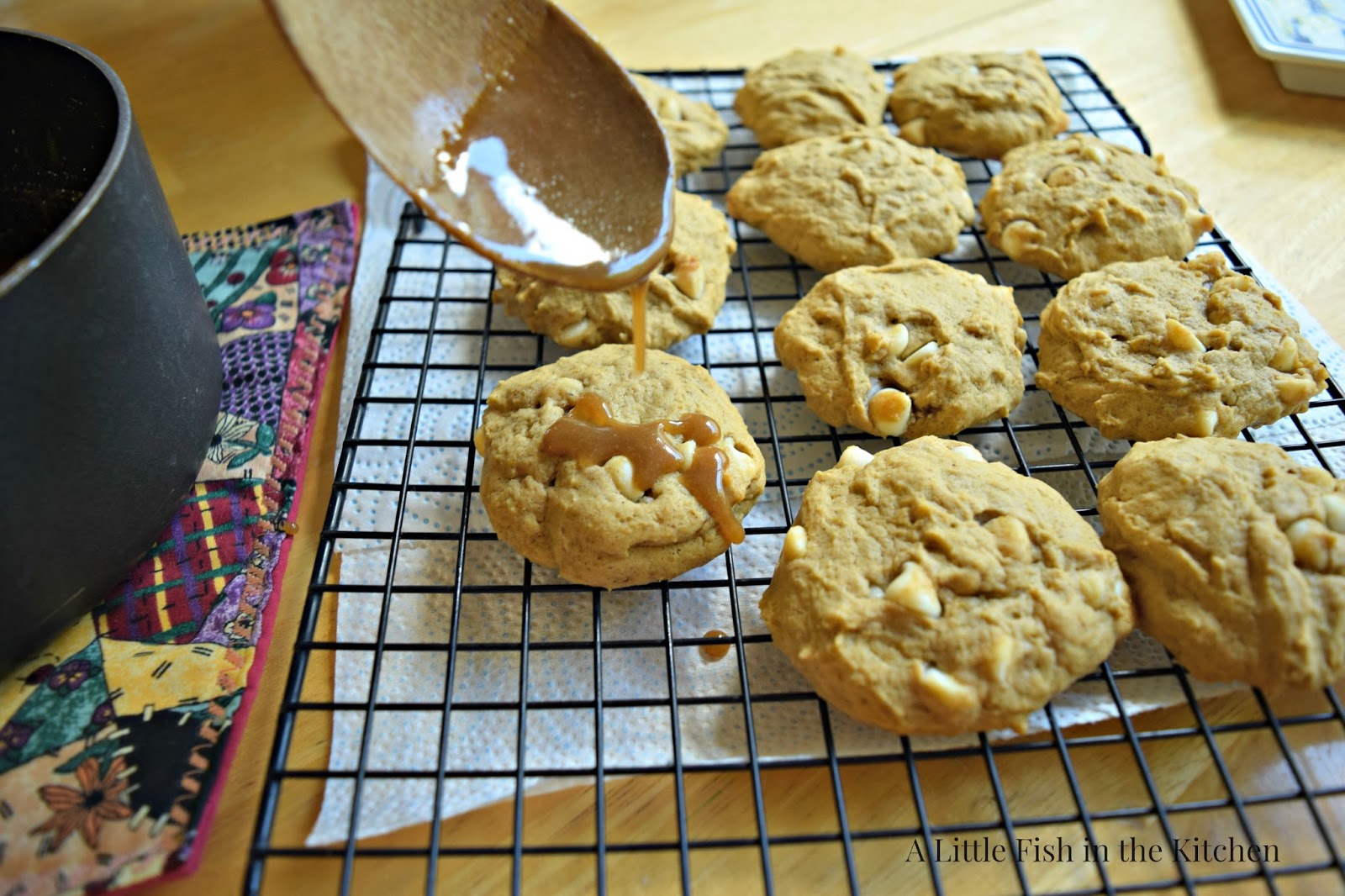 Pumpkin Spice Latte Cookies with Easy Caramel Sauce A Little Fish in