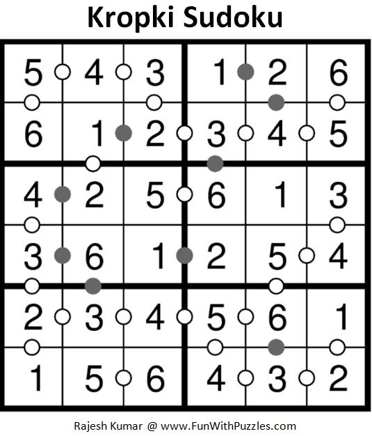 Kropki Sudoku (Sudoku For Kids #71) Solution