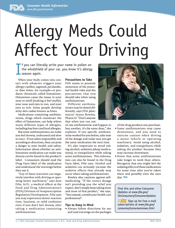 Our Daily Green Allergy meds could affect your driving (from FDA