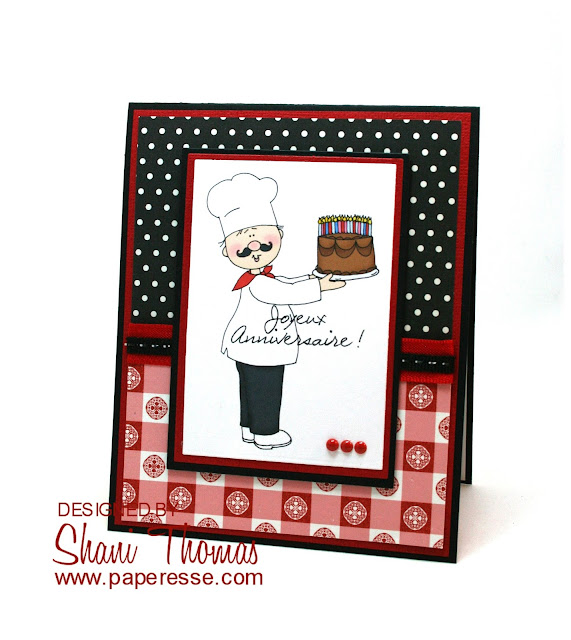 Masculine Happy Birthday card featuring free pre-colored digital stamp from Dearie Dolls, by Paperesse.
