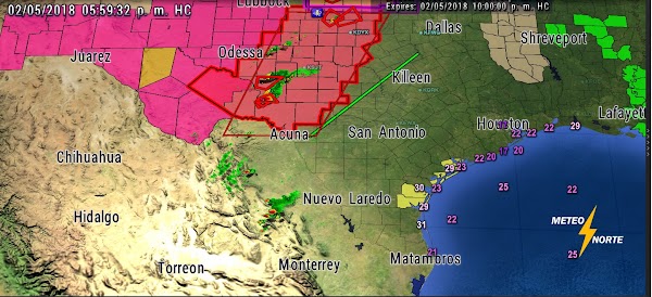 POSIBLE CAIDA DE GRANIZO Y FORMACIÓN DE TORNADOS AL NORTE DE COAHUILA. POSIBLE CAIDA DE GRANIZO Y FORMACIÓN DE TORNADOS AL NORTE DE COAHUILA.