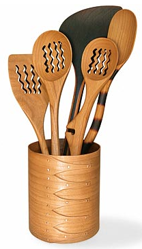 utensil holder, cherry wood, Shaker style
