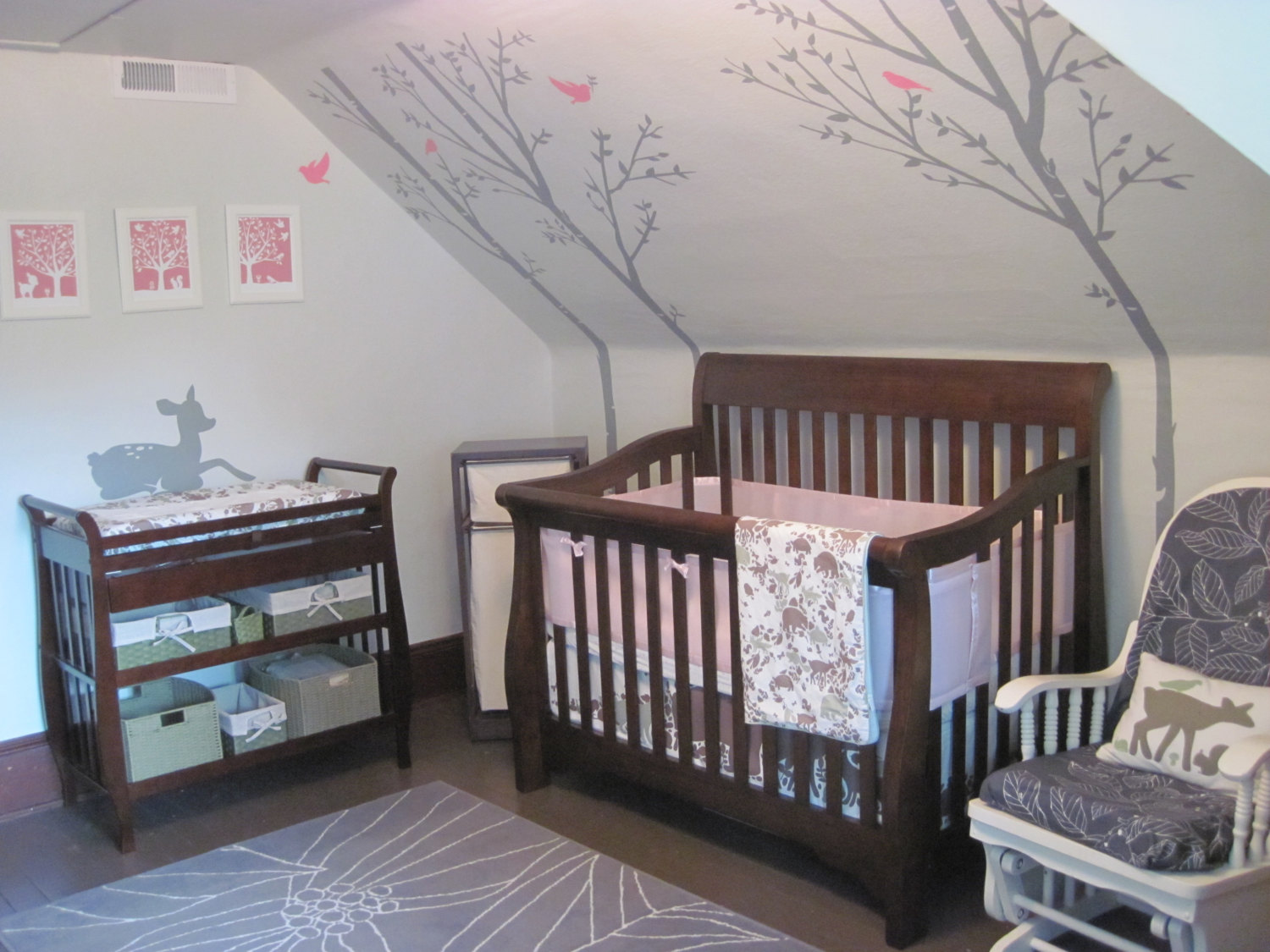 Sugar Fresh Scarlet's Pink + Gray Woodland Nursery