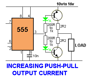 electronic circuit diagram: INCREASING OUTPUT PUSH-PULL