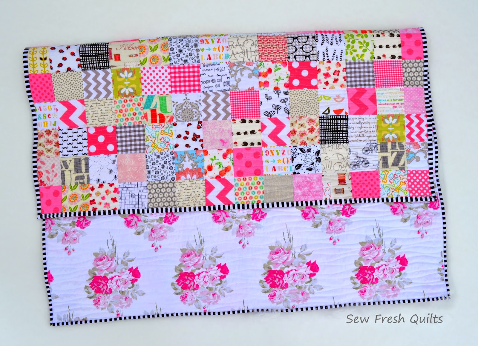 Sew Fresh Quilts Pretty in Pink patchwork baby quilt