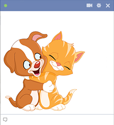 Kitten and puppy together icon