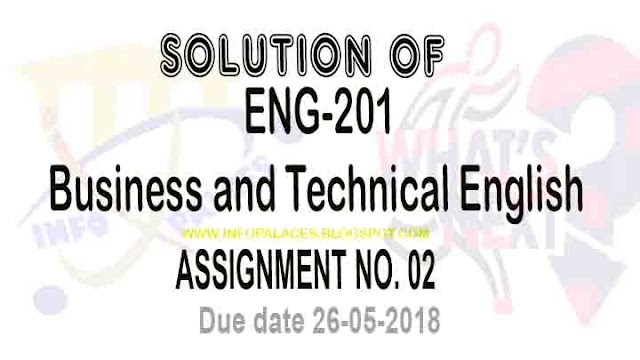 ENG 201 Assignment No 2 Solution Spring 2018