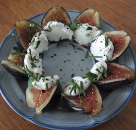 Figs, labneh, mint, pepper