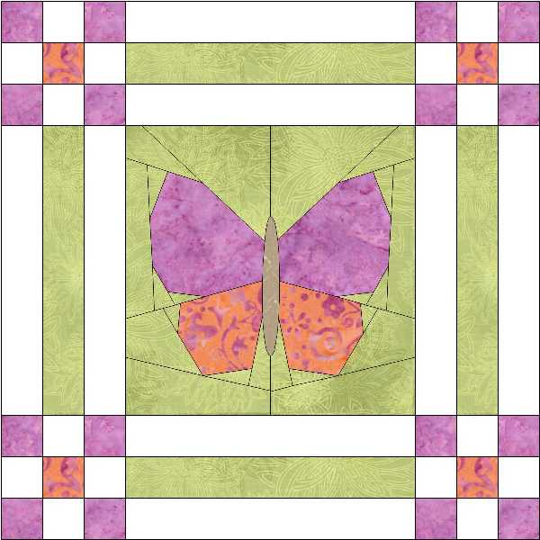 Cut, Stitch + Piece Quilt Designs Butterfly Garden Quilt Block Pattern