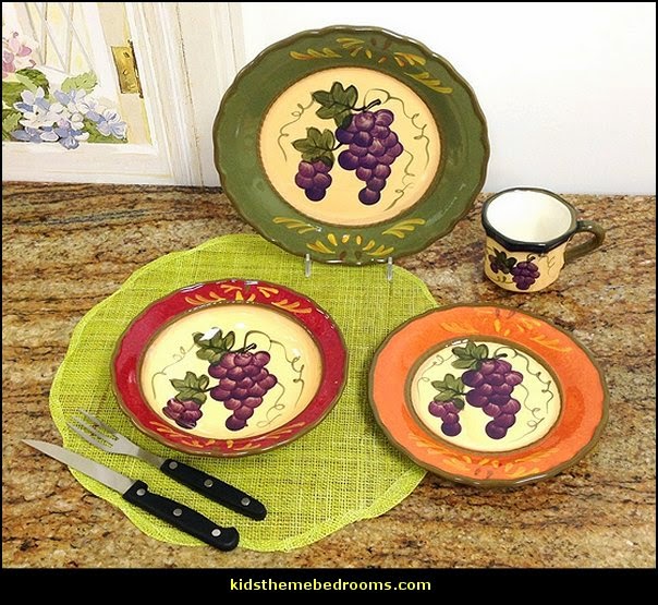 Tuscany Colorful Grapevine Hand Painted Ceramic, 16pc Dinneware Set Tuscany Vineyard Style decorating - Tuscan Wall mural stickers - Tuscan themed kitchen accessories - grape decor - Tuscan theme decor - Wine barrel decor - rustic decor - Venice Italy decorating ideas - Italian Cafe - Old World furniture - luxury bedding - tuscan themed bedroom decor - Tuscany kitchen decor Tuscany Vineyard Style decorating - Tuscan Wall mural stickers - Tuscan themed kitchen accessories - grape decor - Tuscan theme decor - Wine barrel decor - rustic decor - Venice Italy decorating ideas - Italian Cafe - Old World furniture - luxury bedding - tuscan themed bedroom decor