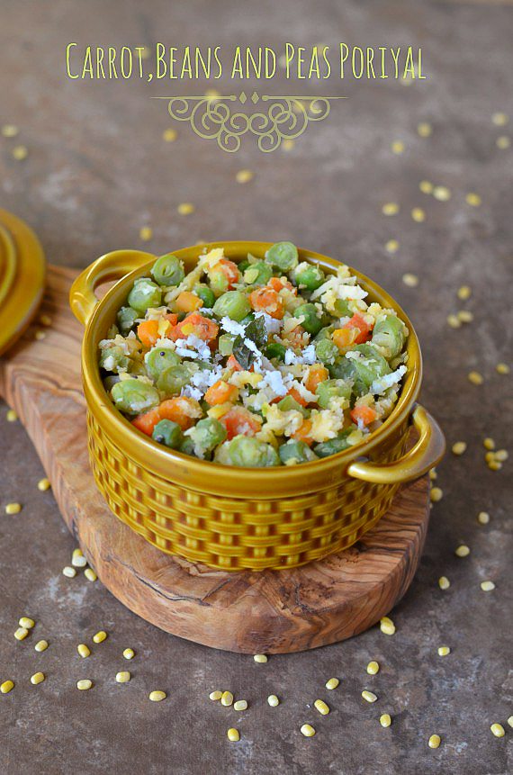 Carrot Beans and Peas Poriyal Nalini'sKitchen