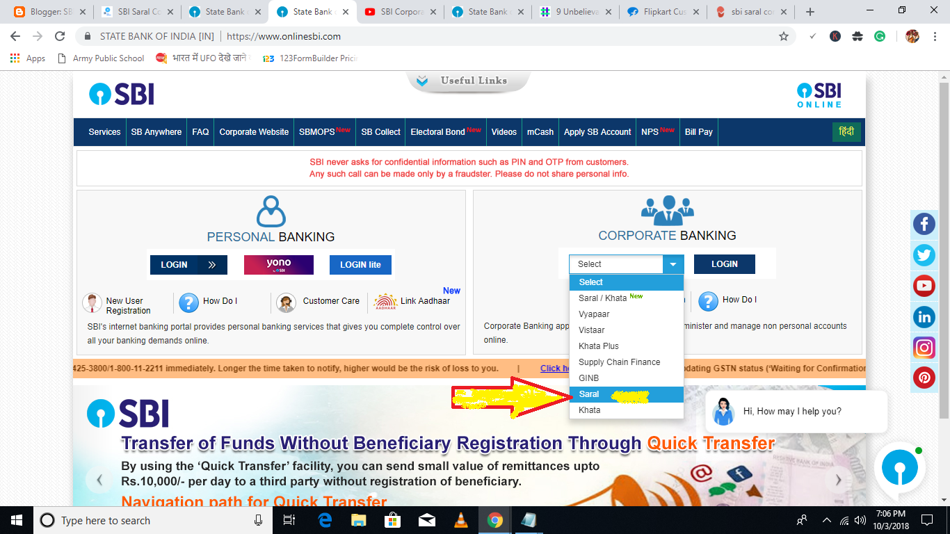 How To Login In Into Sbi Saral Account For The First Time