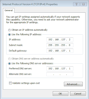 Cara sharing Koneksi Internet modem 