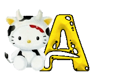 Alfabeto de Hello Kitty disfrazada de vaquita A.