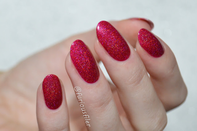 'ard as nails holographic polish little legs swatch red