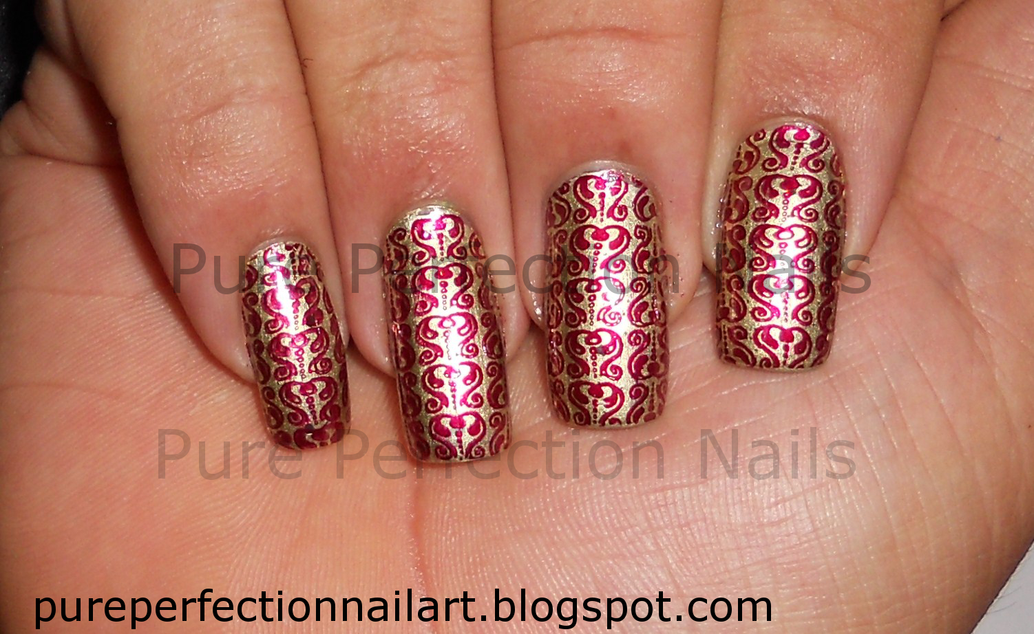 Pure Perfection Nails Red & Gold Nail Stamping Can It Get Better??? We