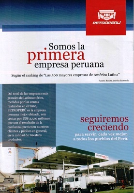 PETROPERU: 1º en Ranking "Las 500 mayores empresas en América Latina - 2011"