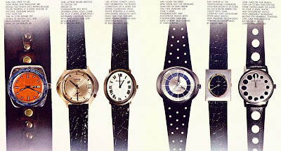Watches of the era. Bulova, Longines, Bueche-Girod, Omega, Piaget, Girard Perregaux. Playboy, August 1969.