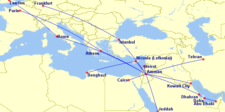 Royal Jordanian Route Map Utopia Airport: Royal Jordanian (1969-76) - Part 3