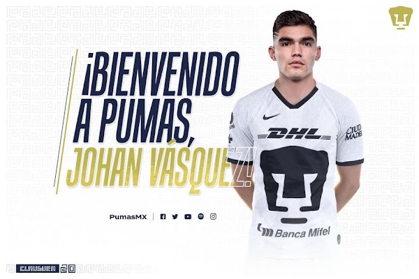 Oficial: Pumas, llega Johan Vásquez