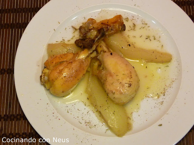  Muslos de pollo con peras 