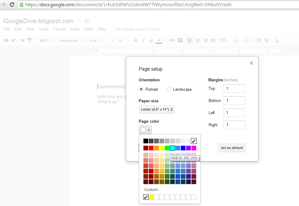 IGoogleDrive Change Background Color Of Google Document