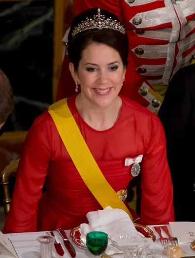 Crown Princess Mary of Denmark attend a State Banquet at Fredensborg Palace