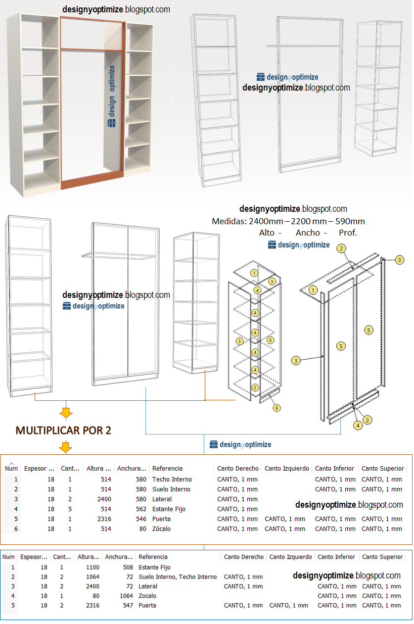 Diseño De Muebles Madera Planos Closet Placard