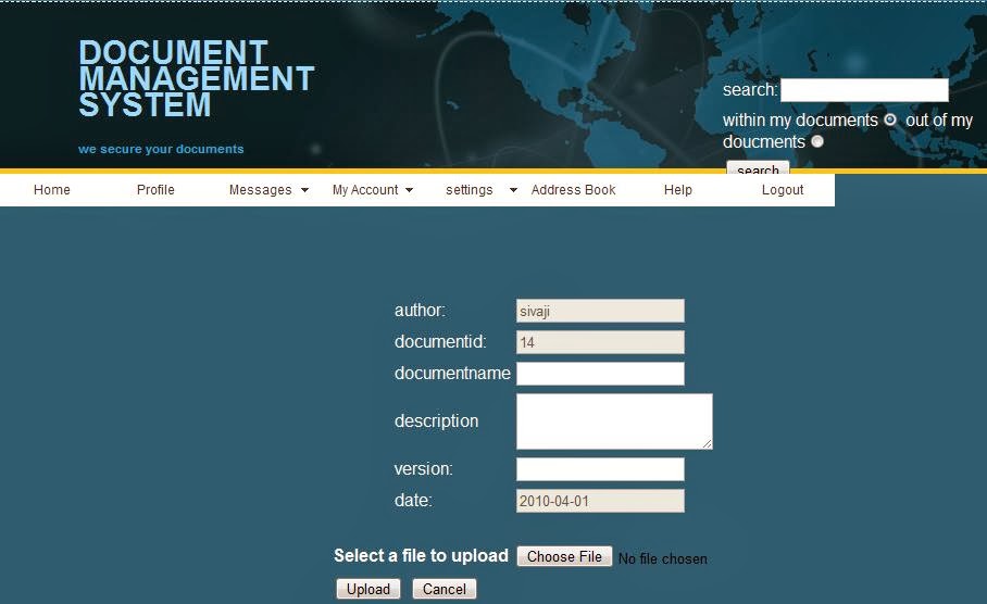 Free Projects Code: Online Document Management System Project in Java
