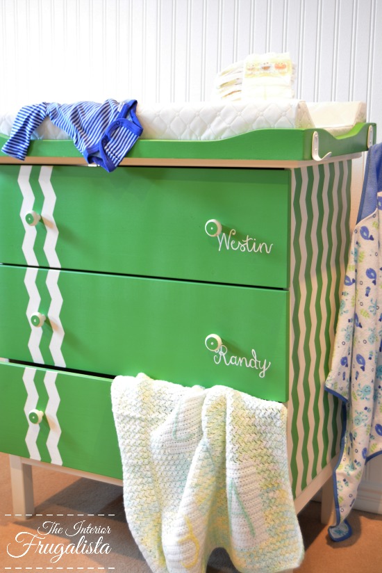 Green and White IKEA Tarva Dresser now Change Table