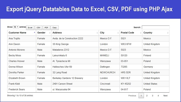 pdf export data to excel