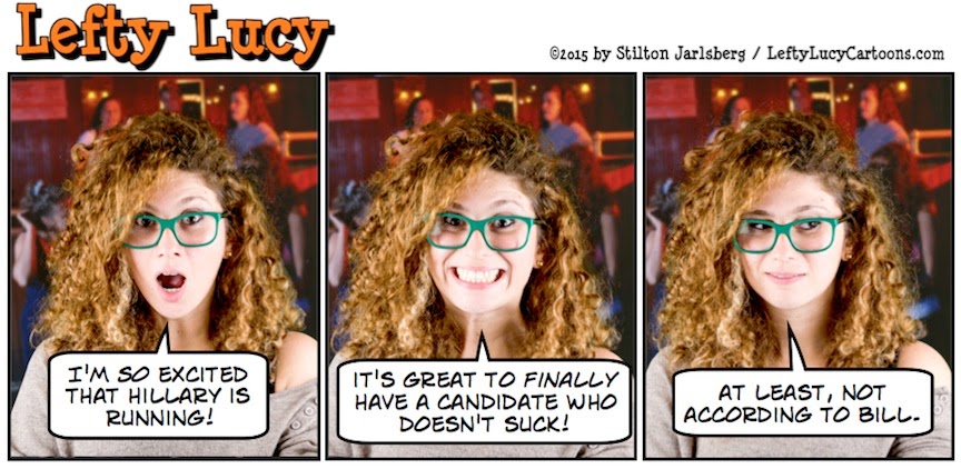 lefty lucy, liberal, progressive, political, humor, cartoon, stilton jarlsberg, conservative, clueless, young, red hair, green glasses, cute, democrat, hillary, campaign, 2016, menopause