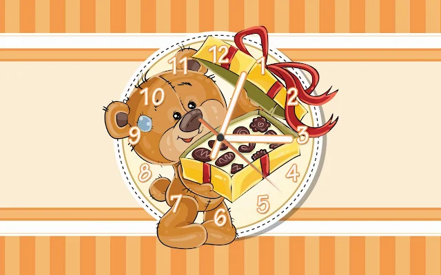 Teddy Bear Chocolate Sweets Free Animated Clock Screensaver.