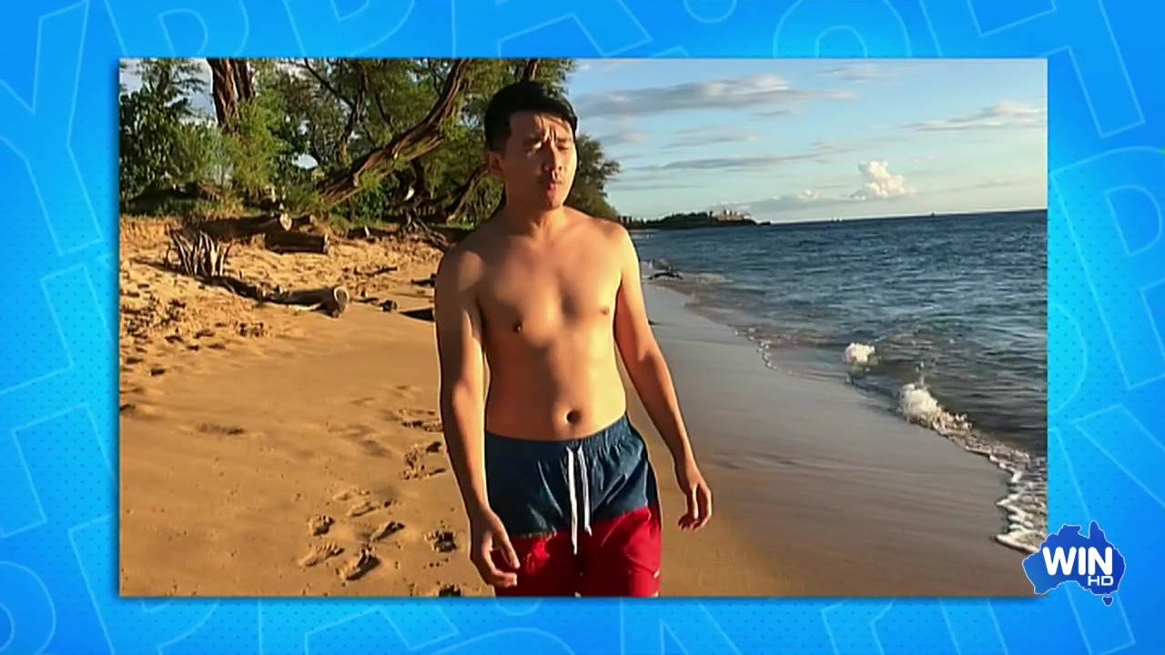 ausCAPS: Ronny Chieng shirtless on Have You Been Paying Attention?