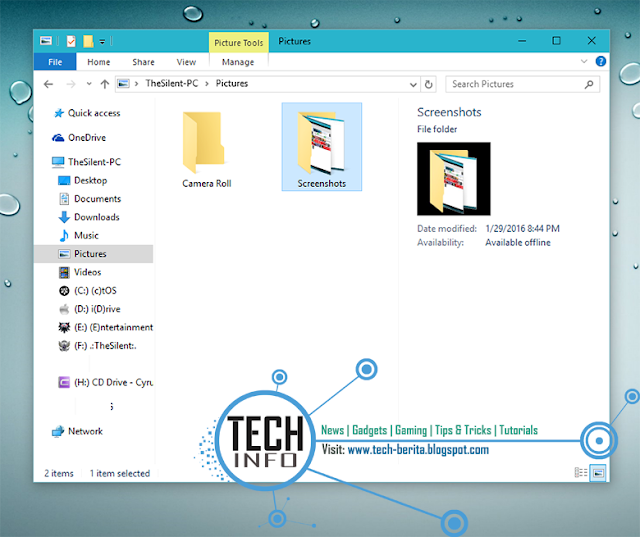 Merubah default folder screenshot di windows 10