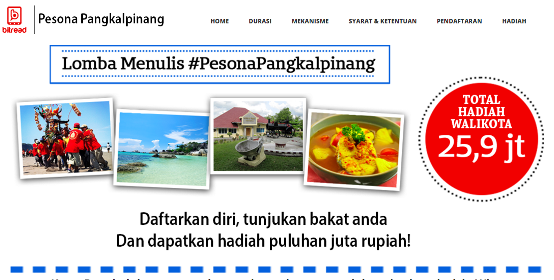 #PesonaPangkalPinang Lomba Menulis Terbaru (DL September 2016) #PesonaPangkalPinang Lomba Menulis Terbaru (DL September 2016)