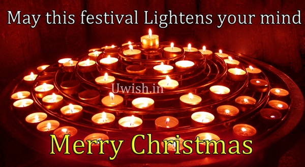 Merry Christmas wishes and greetings with lovely candles as orbit lights.