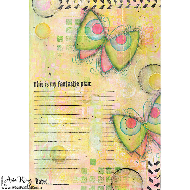 Colourful butterflies art journal page