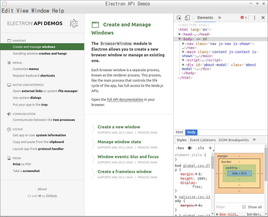 Electron API Demos